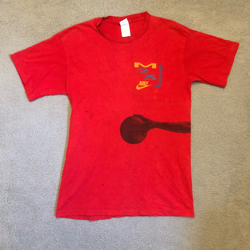 Vtg 90s Nike Michael Jordan MJ 23 T-Shirt Red Single Stitch Made in USA ML